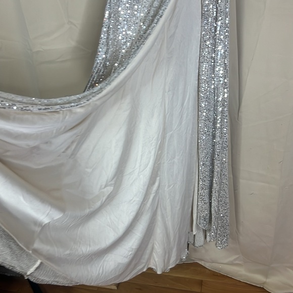 Ieena for Mac Duggal ONE-SHOULDER RUCHED SEQUINED GOWN in Nude - Picture 9 of 12